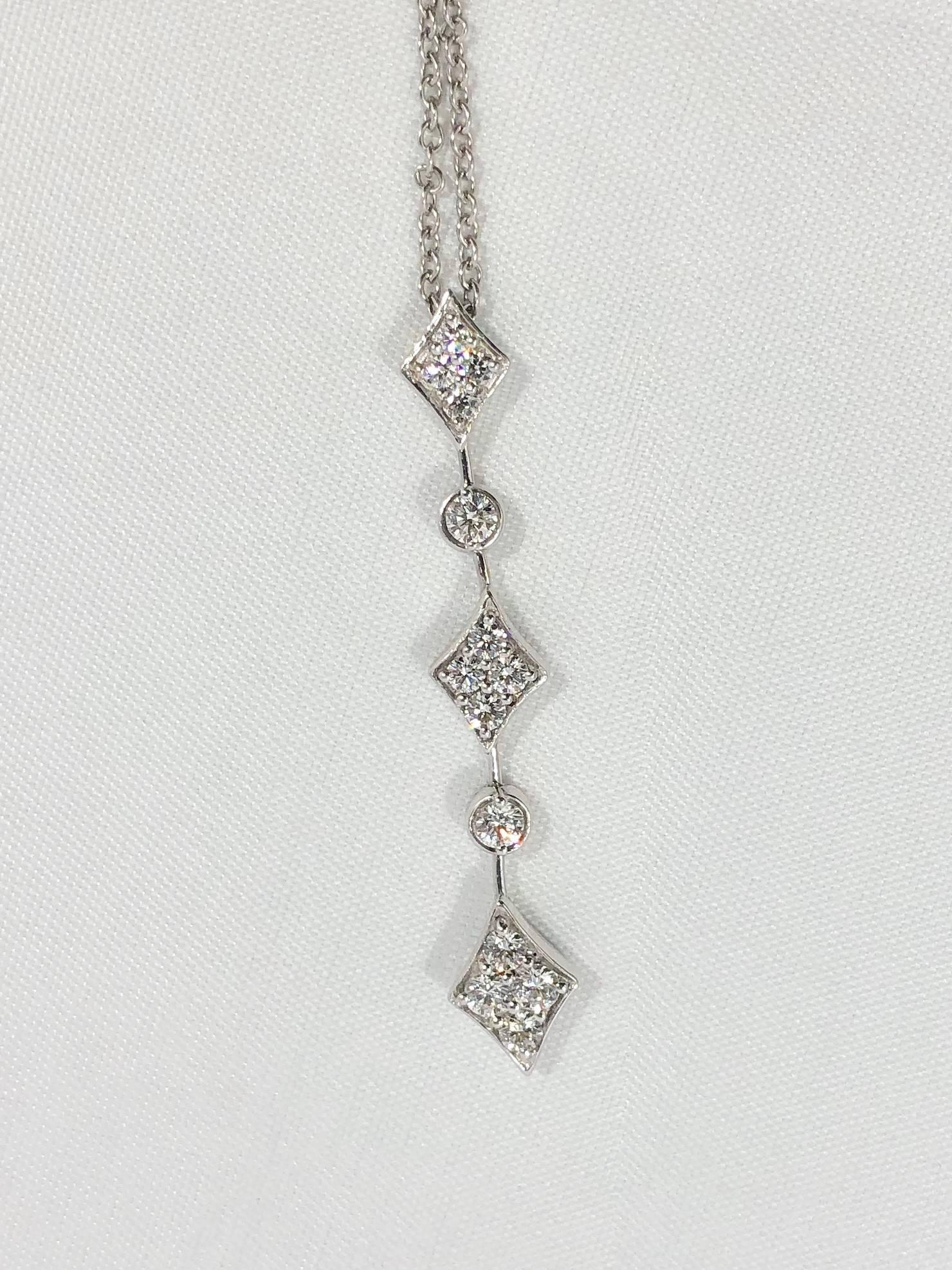 Modern Mark Patterson 18 Karat White Gold Diamond Drop Necklace