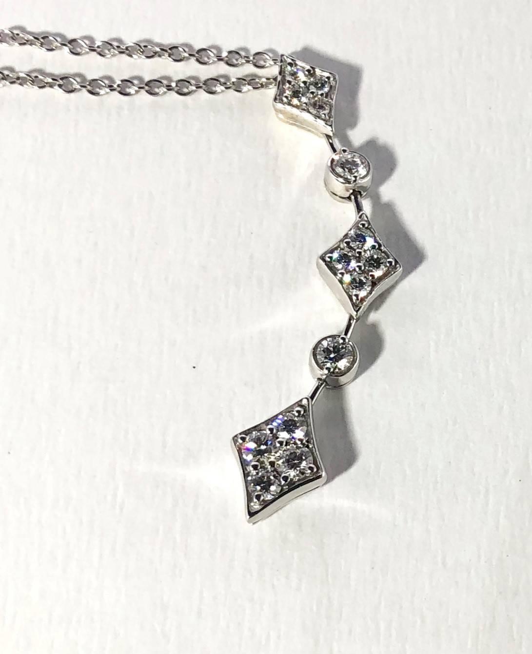 Mark Patterson 18 Karat White Gold Diamond Drop Necklace In New Condition In Mansfield, OH