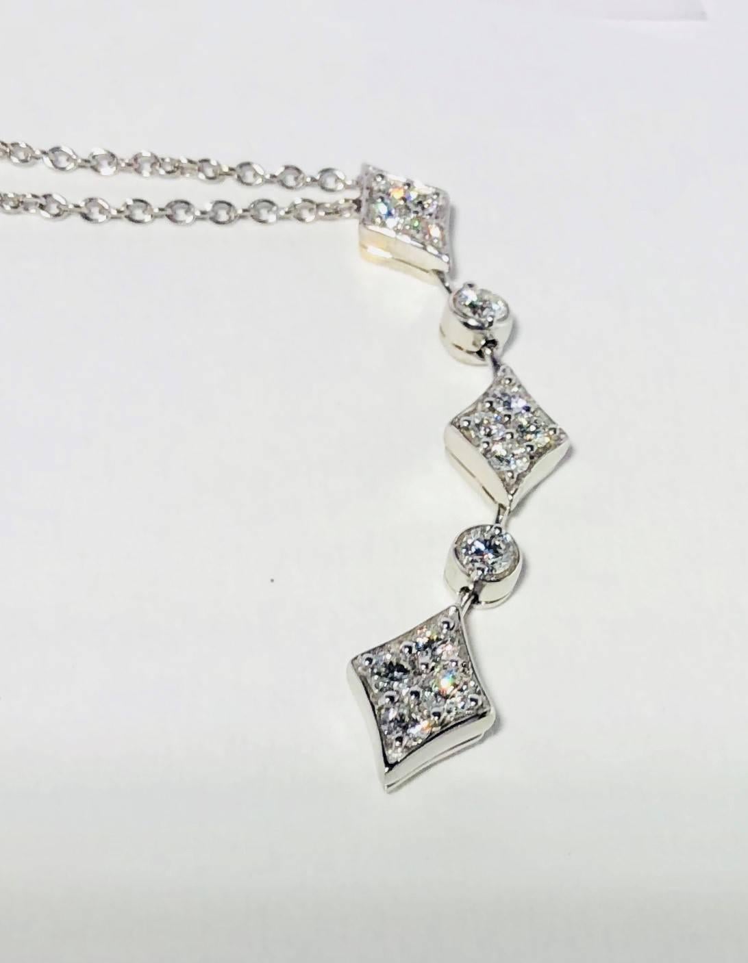 Mark Patterson 18 Karat White Gold Diamond Drop Necklace 1