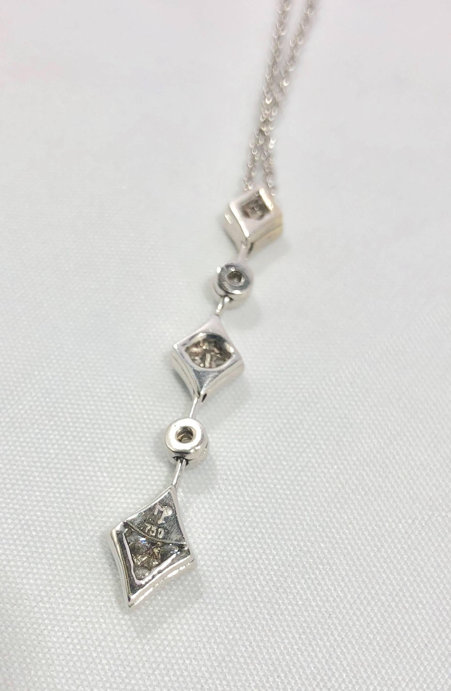 Mark Patterson 18 Karat White Gold Diamond Drop Necklace 2