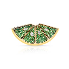 Mark Patterson Broche à coins en grenat tsavorite et diamant, 18k et 24k