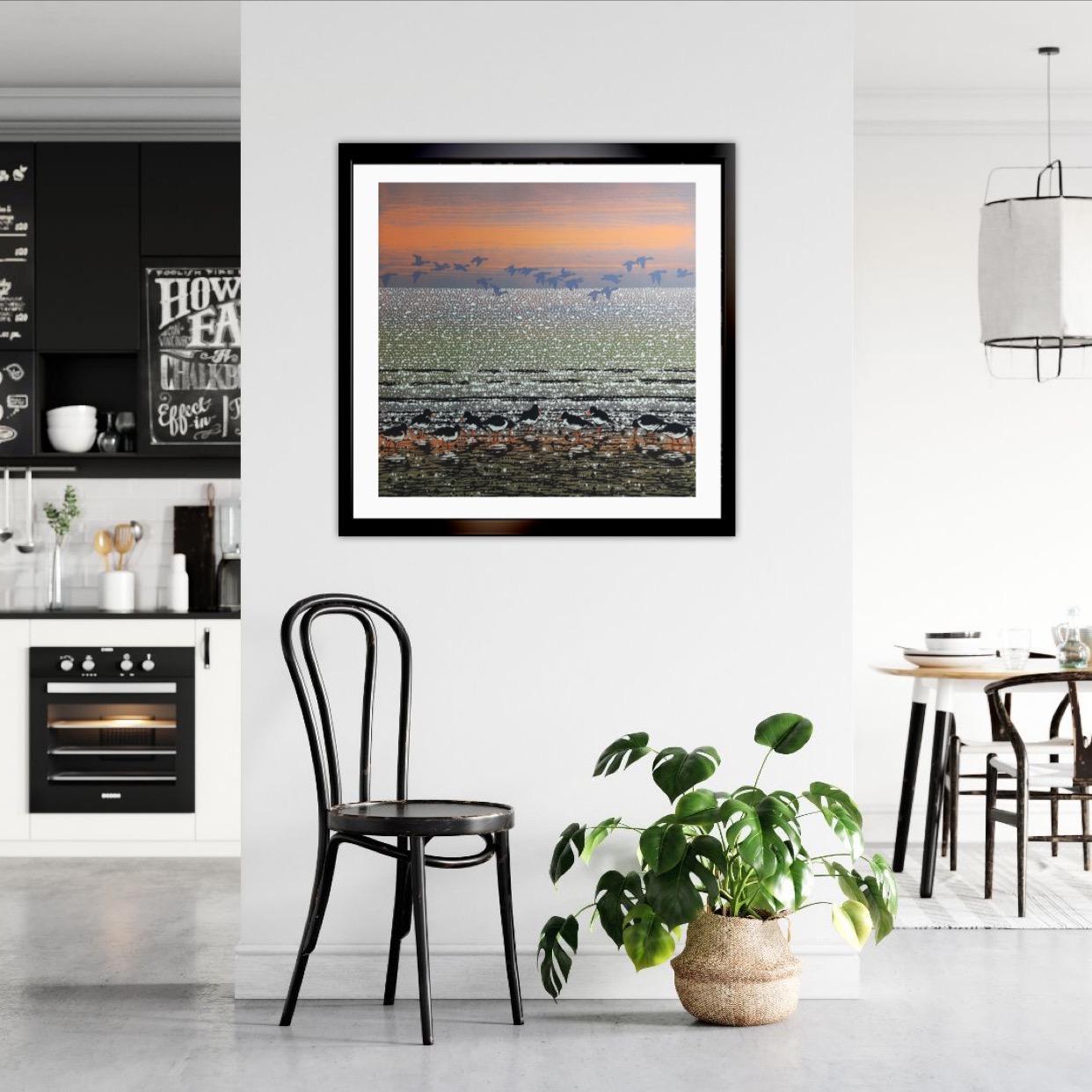Oyster Catchers with Geese, Limited Edition Print, Seascape Art, Affordable Art For Sale 5