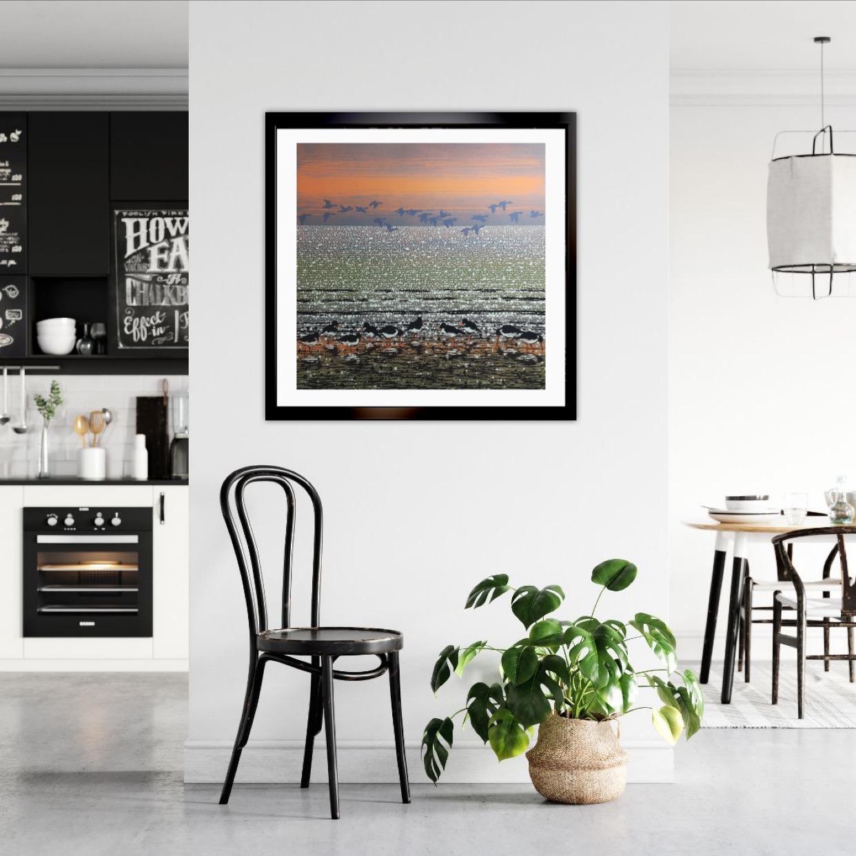 Acchiappa ostriche con oche, Stampa in edizione limitata, Arte del paesaggio marino, Arte a prezzi accessibili in vendita 3