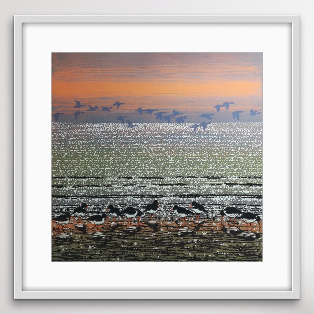 Oyster Catchers with Geese, Limited Edition Print, Seascape Art, Affordable Art For Sale 6