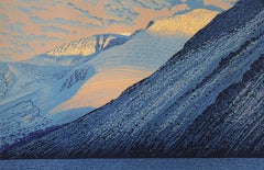 Sun on the Scafells, Lake District, Linoprint, Contemporary Landscape Nature art
