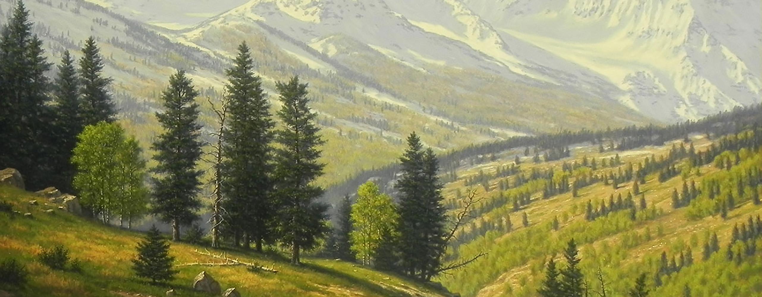 « Mears Peak », Mark Pettit, paysage réaliste original, huile sur toile, 30 x 46 cm  en vente 3