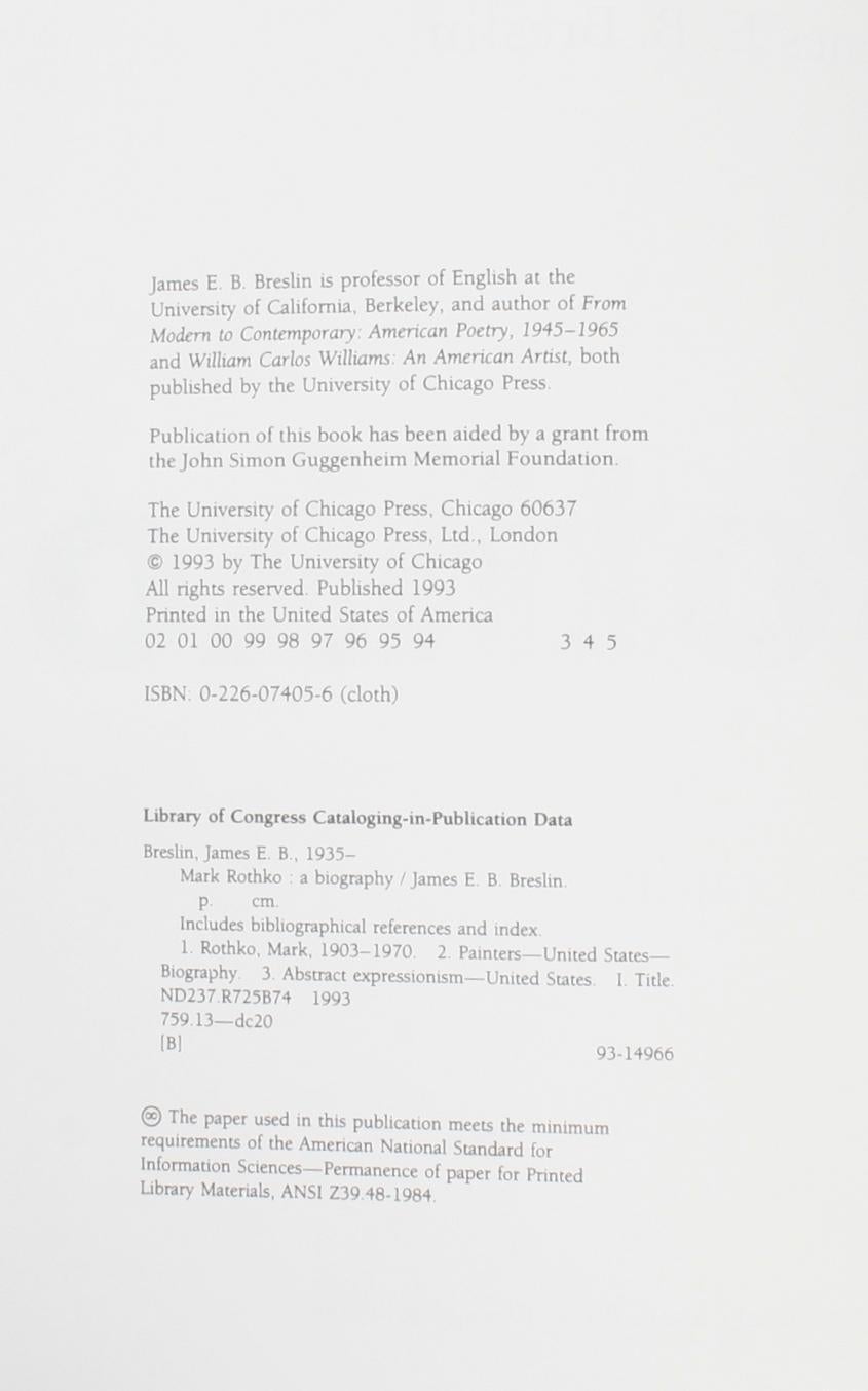 Mark Rothko: A Biography by James E. B. Breslin 14