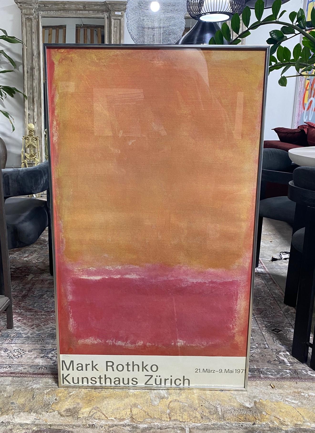 A wonderful original vintage famed American artist Mark Rothko offset lithograph Switzerland exhibition poster 