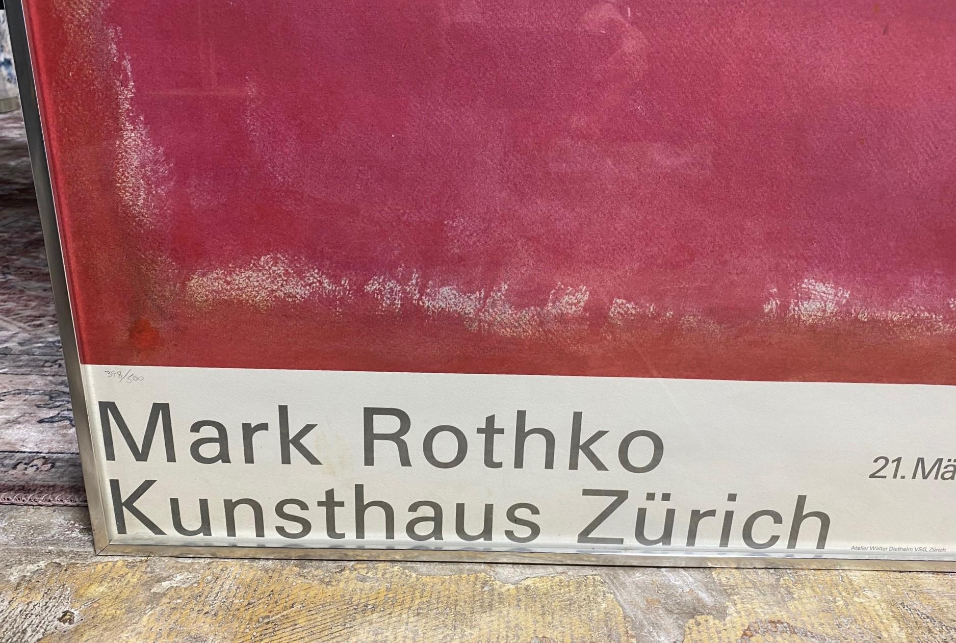 Mid-Century Modern Mark Rothko Limited Edition Vintage Original Exhibition Lithograph Poster Zurich