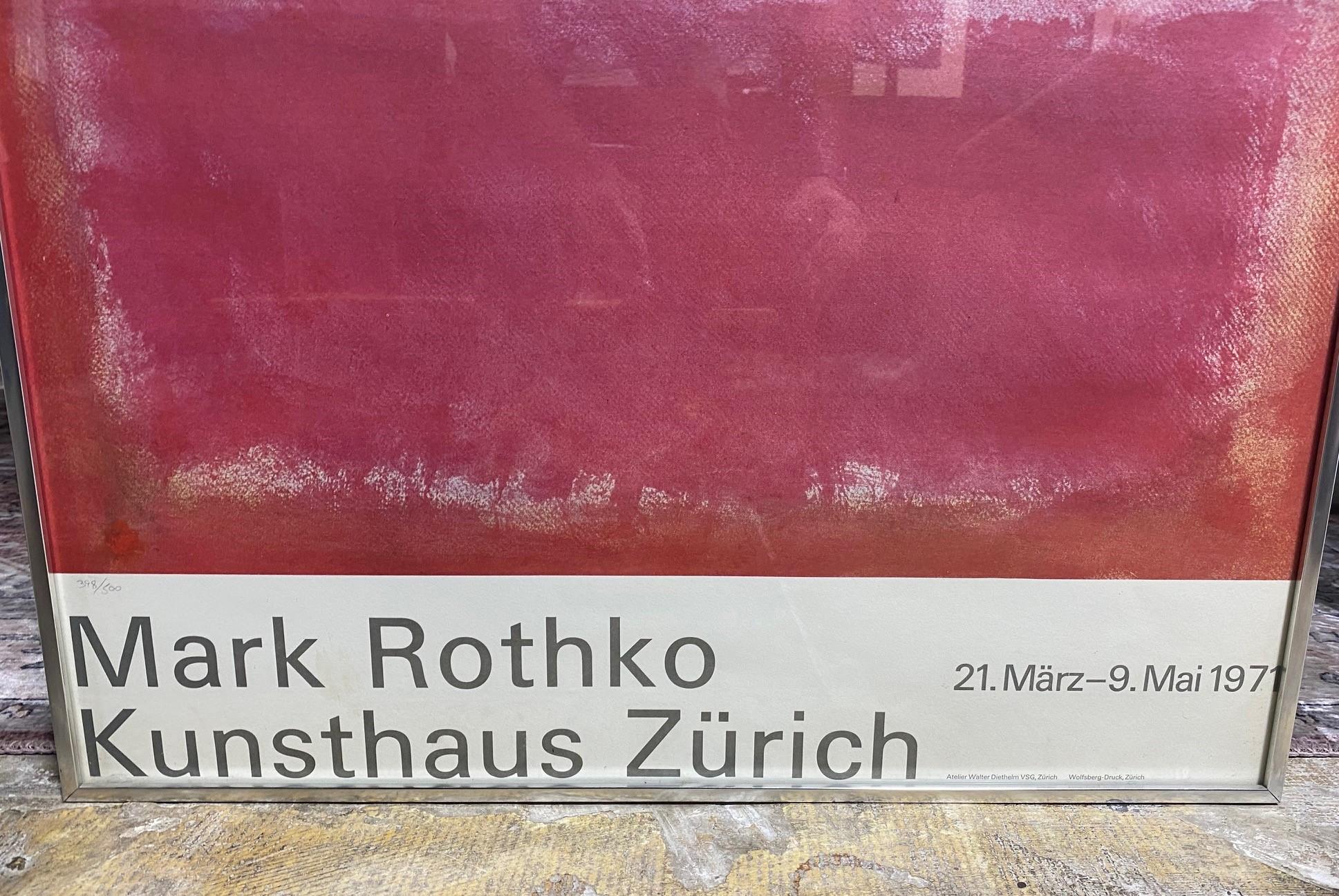 Mark Rothko Limited Edition Vintage Original Exhibition Lithograph Poster Zurich In Good Condition In Studio City, CA