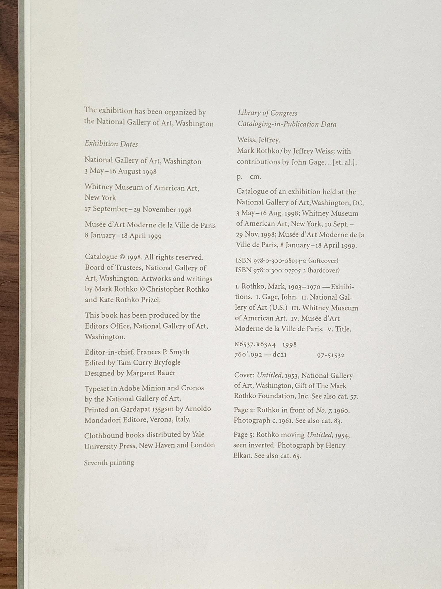 20th Century Mark Rothko Painting Retrospective Exhibition Catalogue
