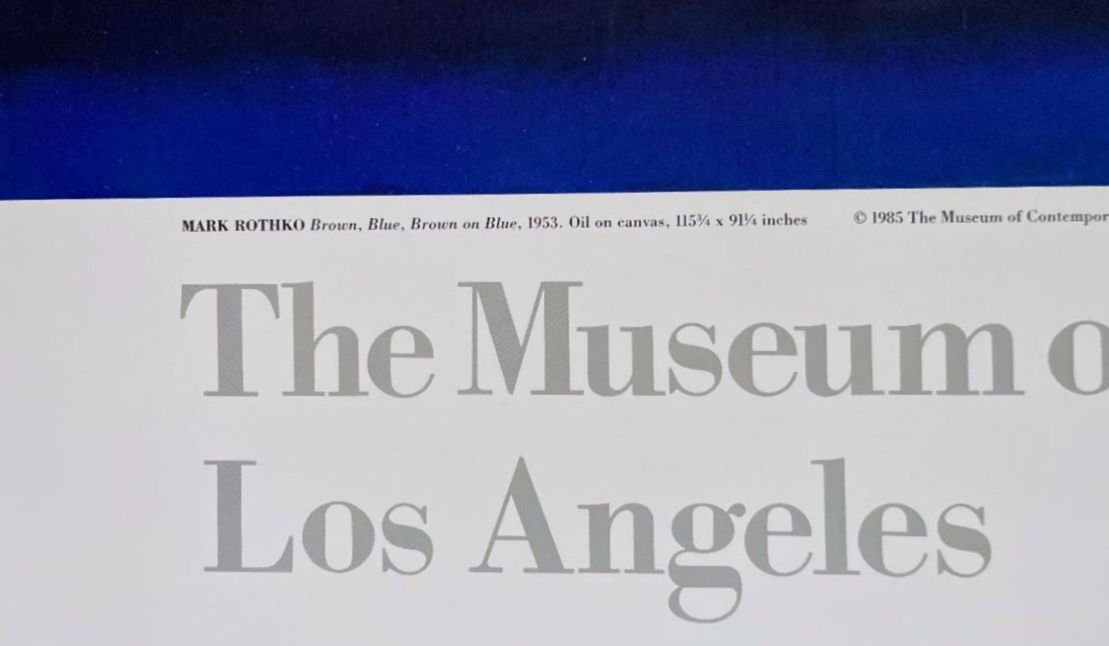 Mark Rothko
Musée d'Art Angels Art Collectional Collection, 1988
Affiche en lithographie offset
Non signé, édition de 1000 exemplaires
43 × 30 pouces
Non encadré

Publié par Poster Originals No. 409, pour le MOCA, Los Angeles, Troisième édition
non