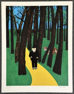 Man in the Forest 1980 Large Signed Screen Print