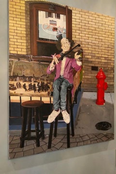 Violinista - Óleo original del famoso fotorrealista Mark Schiff