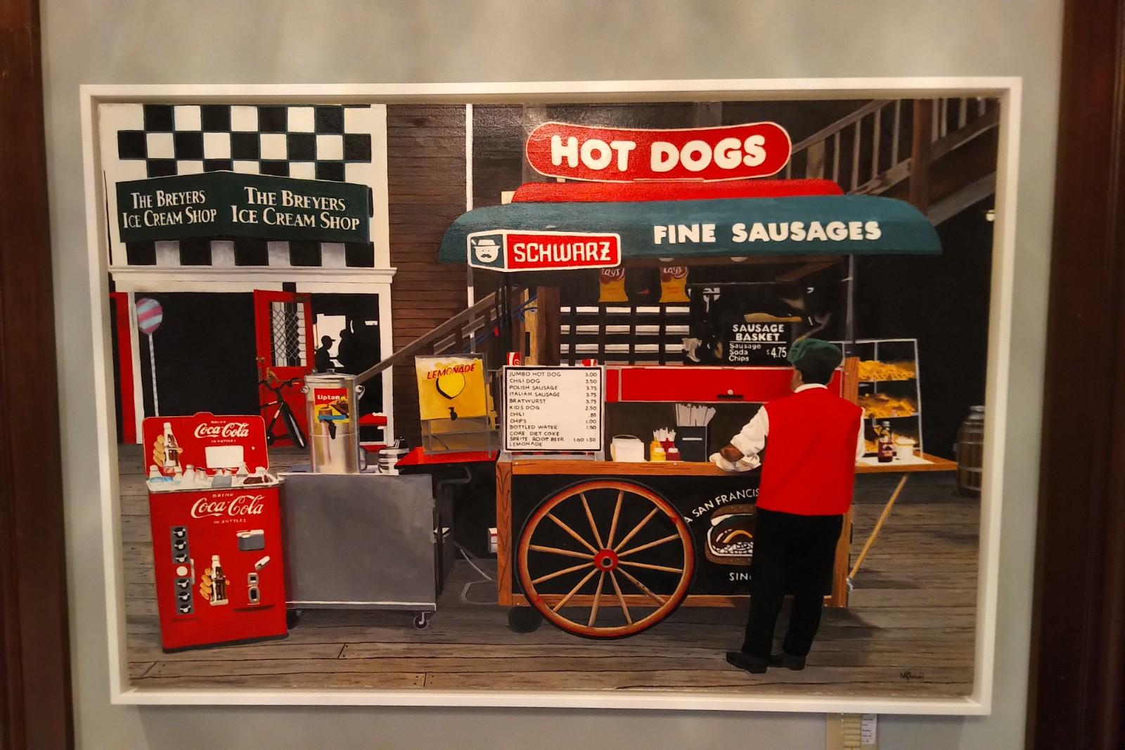 Mark Schiff Still-Life Painting - Hot Dog Cart -- Original Oil Painting