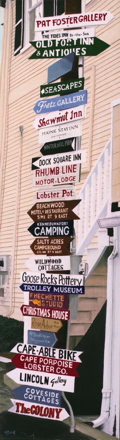 Used Kennebunkport Signs Original Oil Painting by Photorealist Mark Schiff