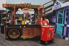 Fresh Baked Pretzels on the Atlantic Boardwalk -- Original Oil Painting 