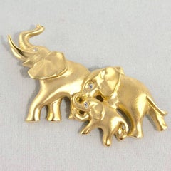 Mark Schneider 18 Karat Gold and Diamond Modern Elephant Brooch