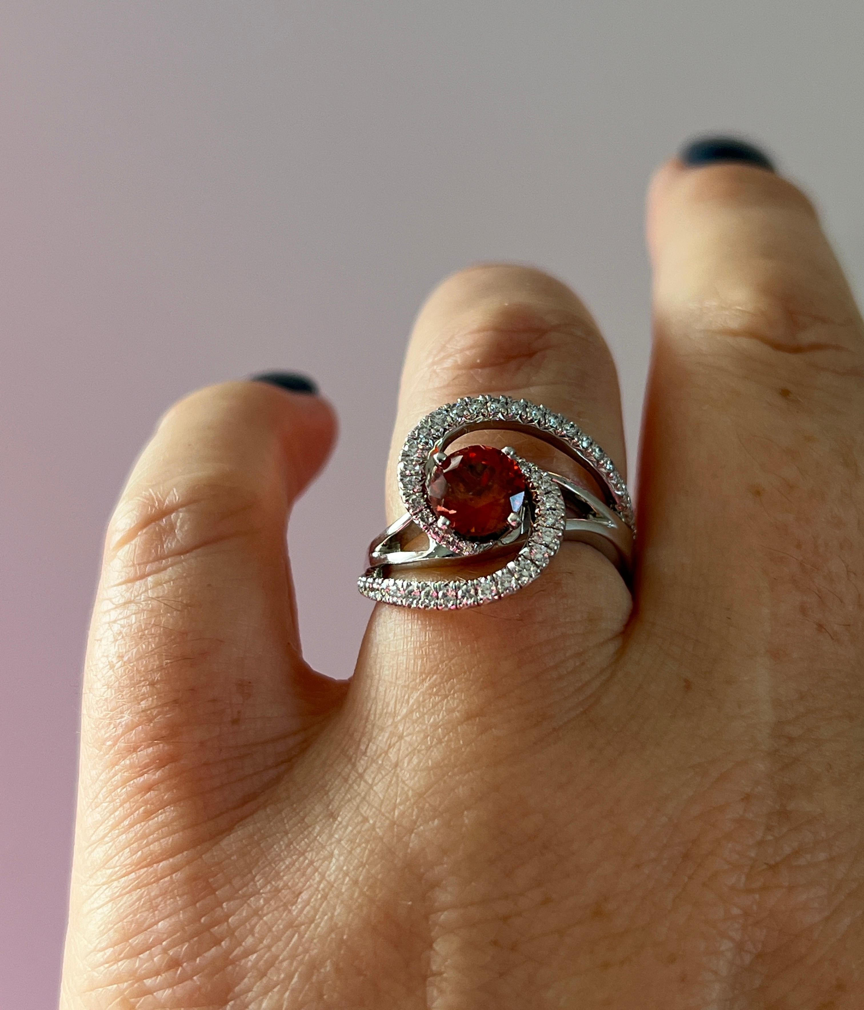 Women's or Men's Mark Schneider Contemporary Spessartine Garnet and Diamond Constellation Ring