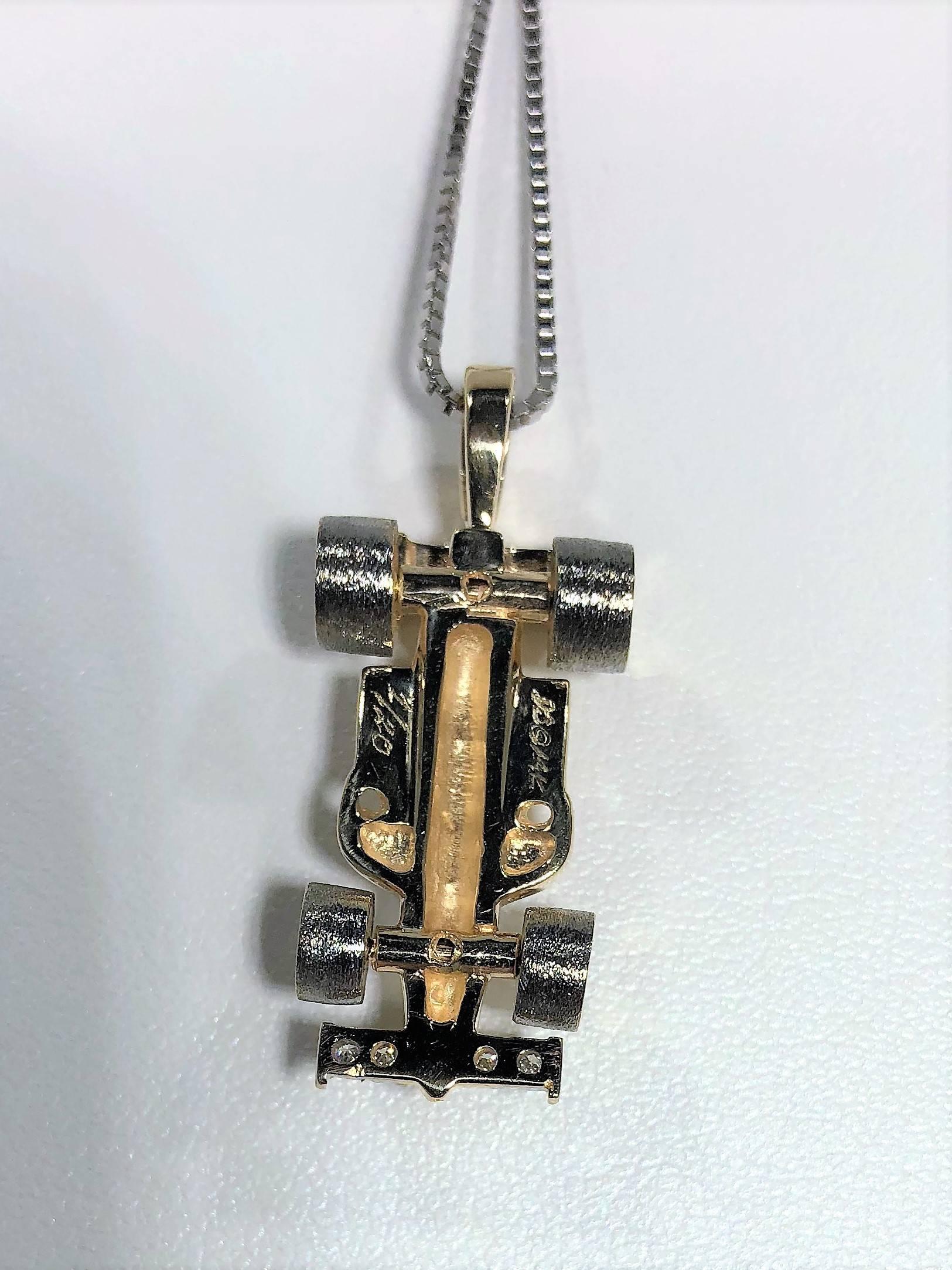 Mark Schneider Limited Creation 14 Karat Diamond and Tanzanite Indy Car Pendant 2