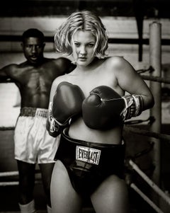 Drew Barrymore, Boxing - Black and White Portrait, Fine Art Photography, 1993
