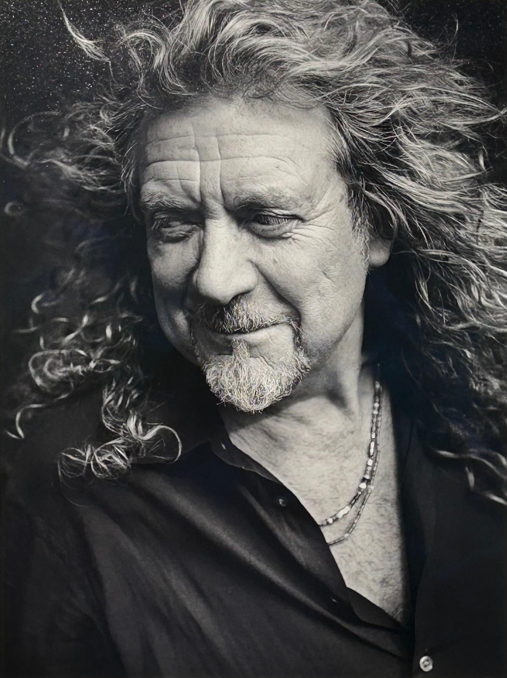 'Robert Plant, ' Gelatin Silver Print Celebrity Photograph - Beige Portrait Photograph by Mark Seliger