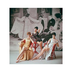 Retro 1920's Backdrop, Three Minidresses Seated, 1961