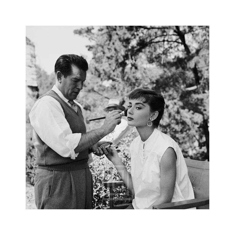 Mark Shaw Black and White Photograph - Audrey Hepburn and Frank McCoy on the Set of Sabrina, Looks Left, 1953
