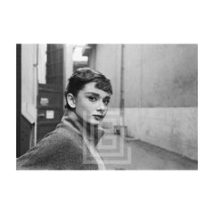 Vintage Audrey Hepburn in Grey Turtleneck Sweater, Glances Right , 1953