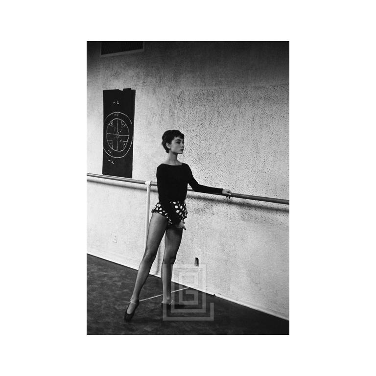Mark Shaw Black and White Photograph - Audrey Hepburn in the Ballet Studio, 1953