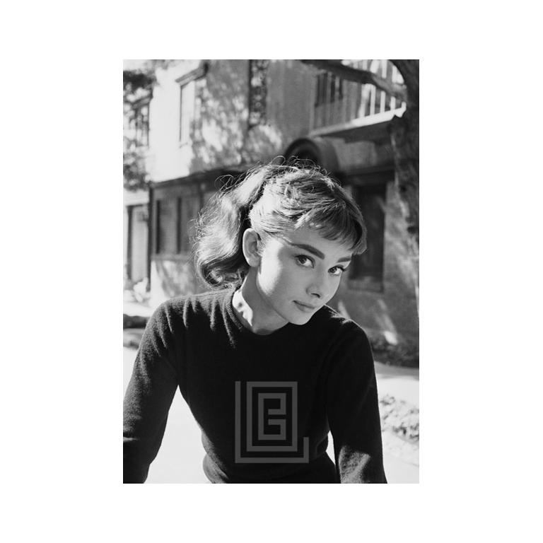 Mark Shaw Portrait Photograph - Audrey Hepburn Portrait on Set of Sabrina, 1953
