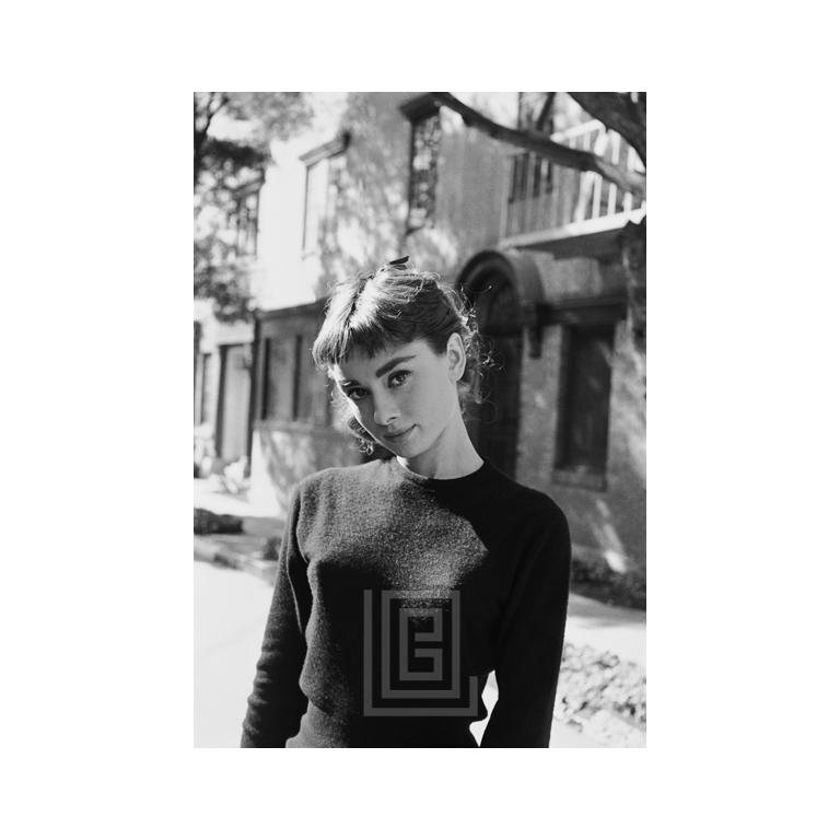Mark Shaw Black and White Photograph - Audrey Hepburn Portrait on Set of Sabrina, 1953
