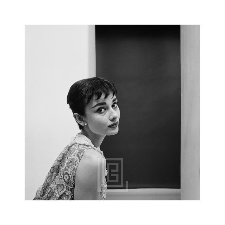 Mark Shaw Portrait Photograph - Audrey Hepburn Staring, Center Frame, 1954