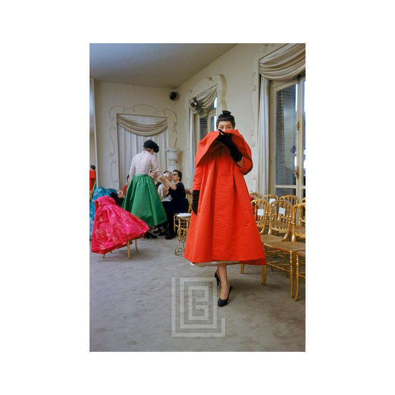 Mark Shaw Color Photograph - Balenciaga, Orange Coat Front, 1953