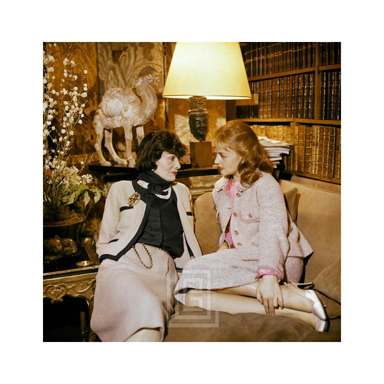 Mark Shaw Color Photograph - Coco Chanel and Jeanne Moreau, Color, 1957