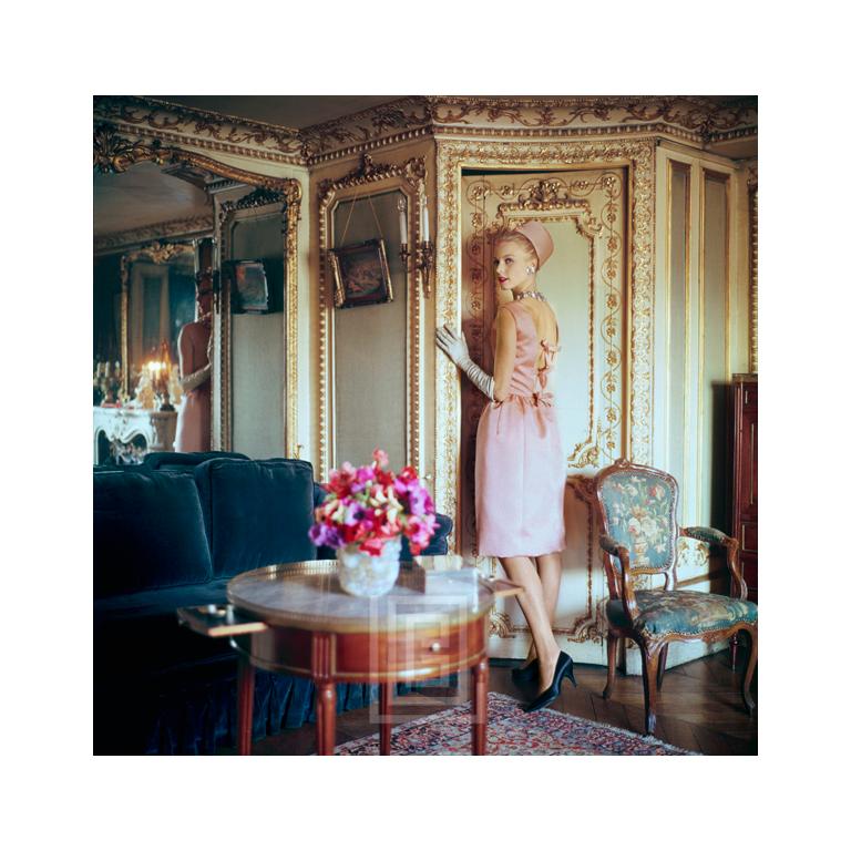 Mark Shaw Portrait Photograph - Designer's Homes, Dior Pink Satin, 1960