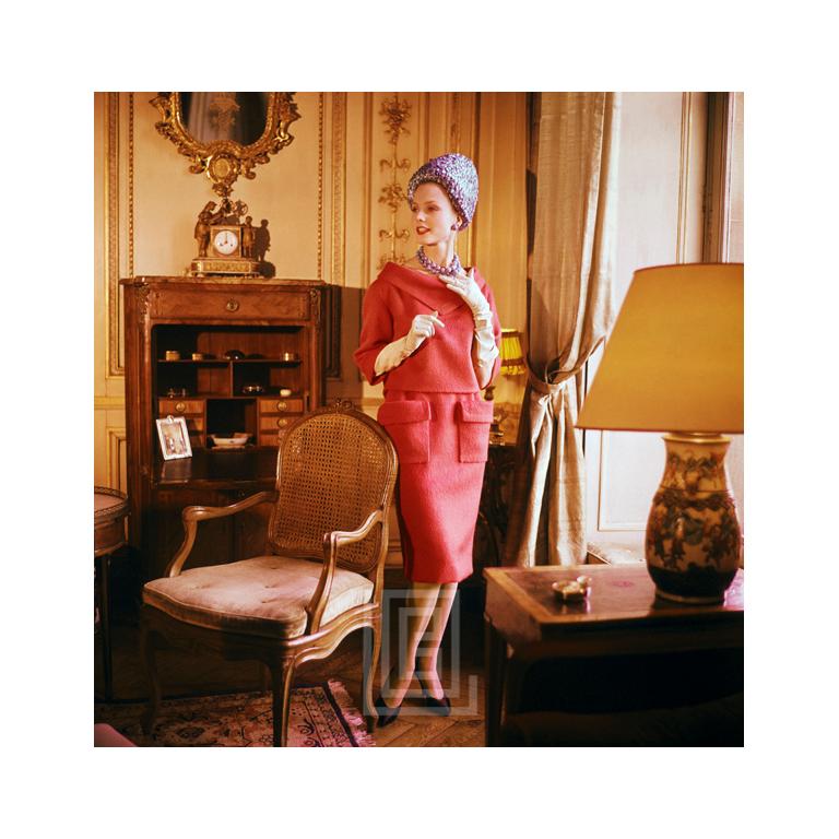 Mark Shaw Color Photograph - Designer's Homes, Dior Pink Suit, 1960