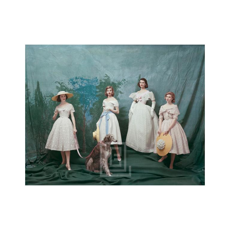 Mark Shaw Color Photograph - Dior, Gainsborough Girls, Studio with Afghan, 1956