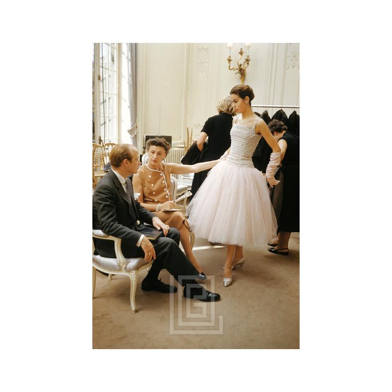 Mark Shaw Figurative Photograph - Dior, Odile Wears Pink Cuba Dress, 1954.
