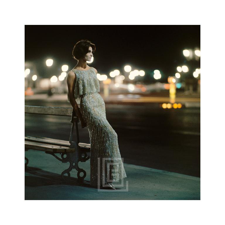 Color Photograph di Mark Shaw - Dior, Abito da sera con paillettes d'argento, 1961