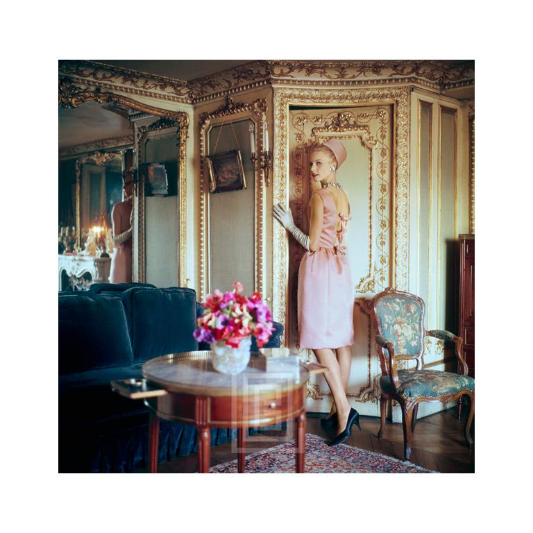 Mark Shaw Color Photograph - Dior, Theatre de France, Peach Dress, 1960