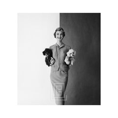 Retro Evelyn Tripp with Two Poodles, Front, 1954.