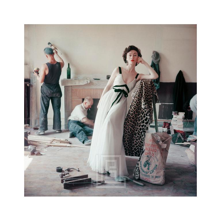 Mark Shaw Color Photograph - Gigi Griffe Chiffon, Black and White Dress, 1953