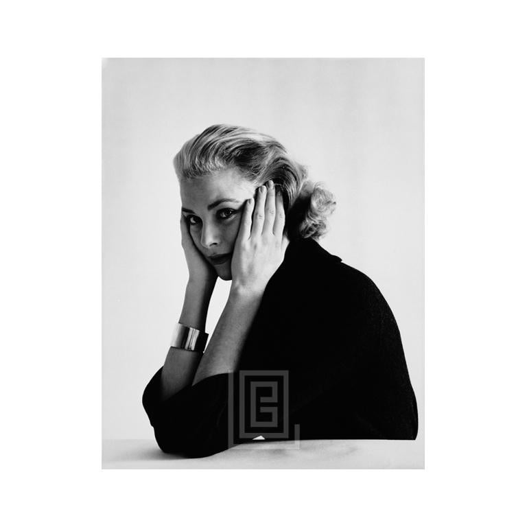 Mark Shaw Black and White Photograph - Grace Kelly, Head Resting in Hands, 1954