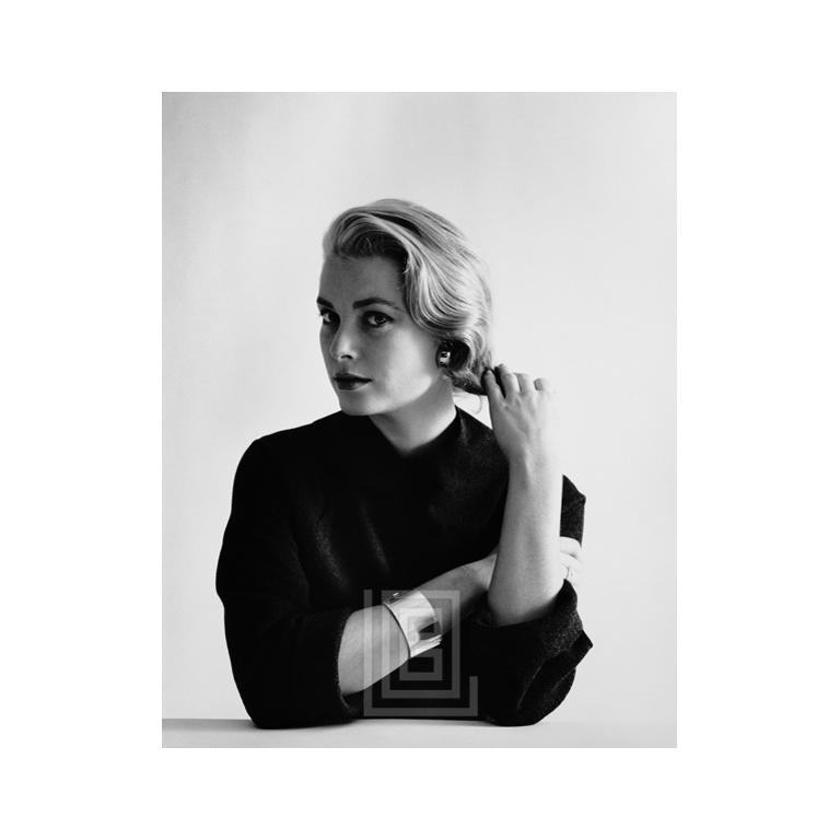 Mark Shaw Black and White Photograph - Grace Kelly Pensive, 1954