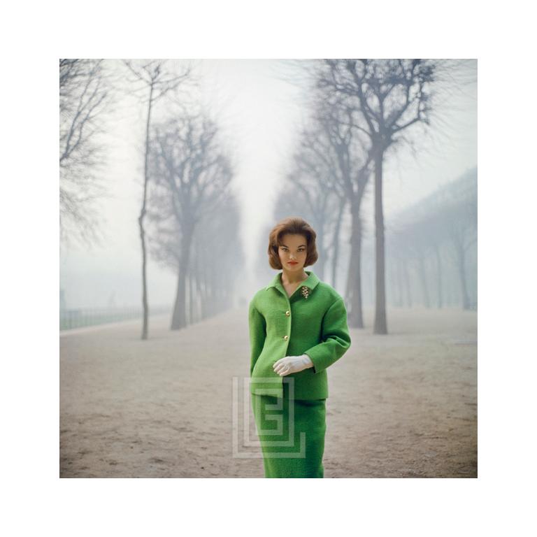 Mark Shaw Color Photograph - Henrietta Tiarks Among the Trees wears Crahay for Ricci, Paris, 1959