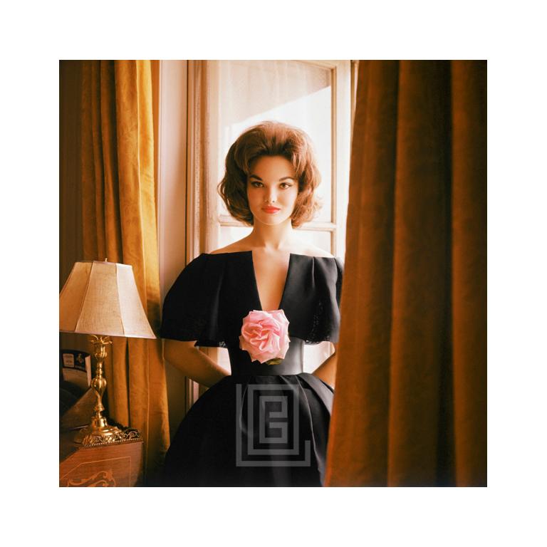 Mark Shaw Color Photograph - Henrietta Tiarks wears Crahay by Ricci Black Gown, London 1959