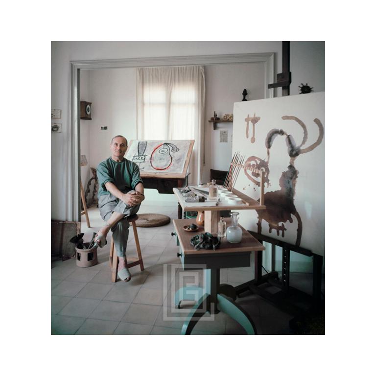 Mark Shaw Portrait Photograph - Joan Miro in Studio, 1955