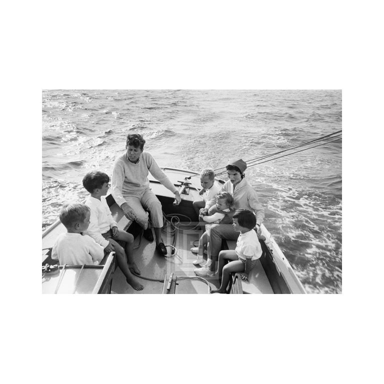 Mark Shaw Black and White Photograph - Kennedy, Family Sailing Nantucket Sound, 1959