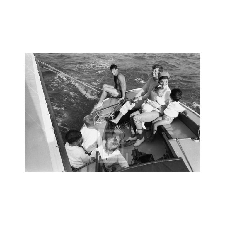 Mark Shaw Black and White Photograph - Kennedy, Family Sailing Nantucket Sound, Close Up, 1959